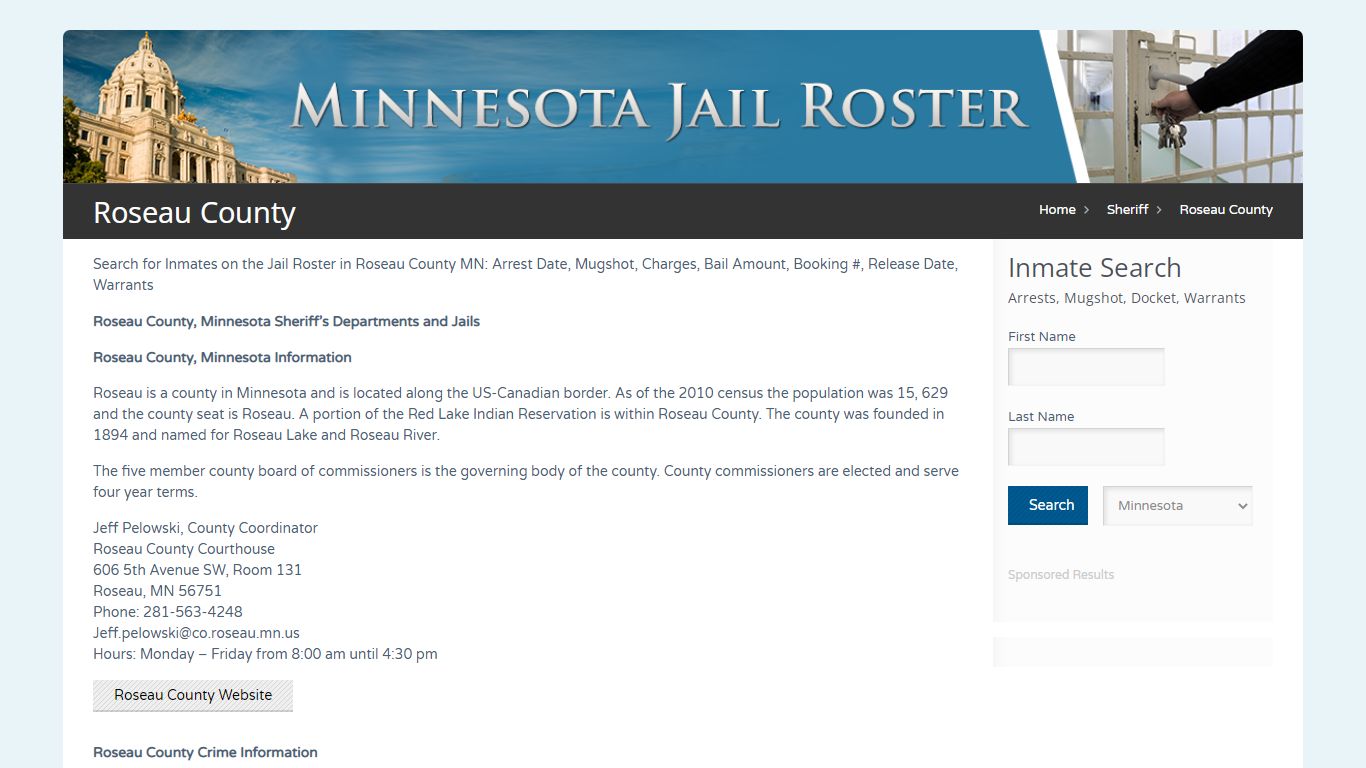 Roseau County | Jail Roster Search