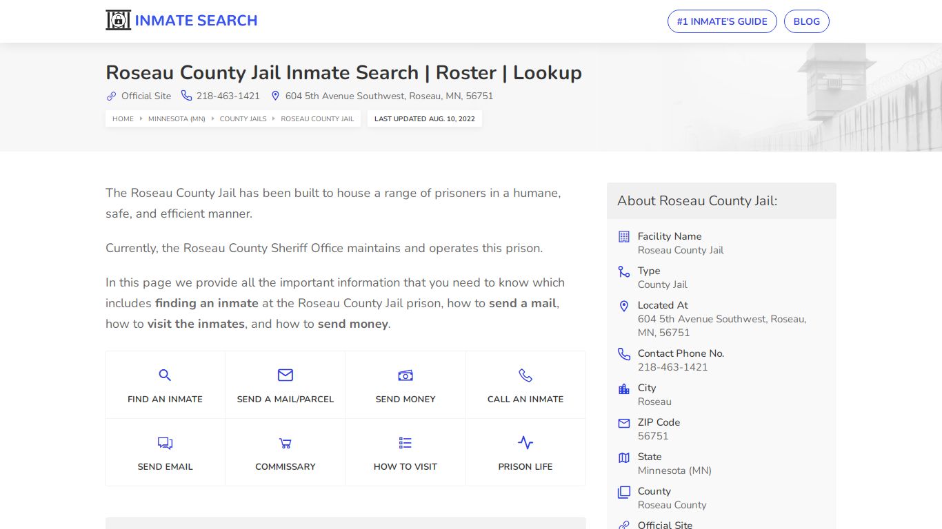 Roseau County Jail Inmate Search | Roster | Lookup