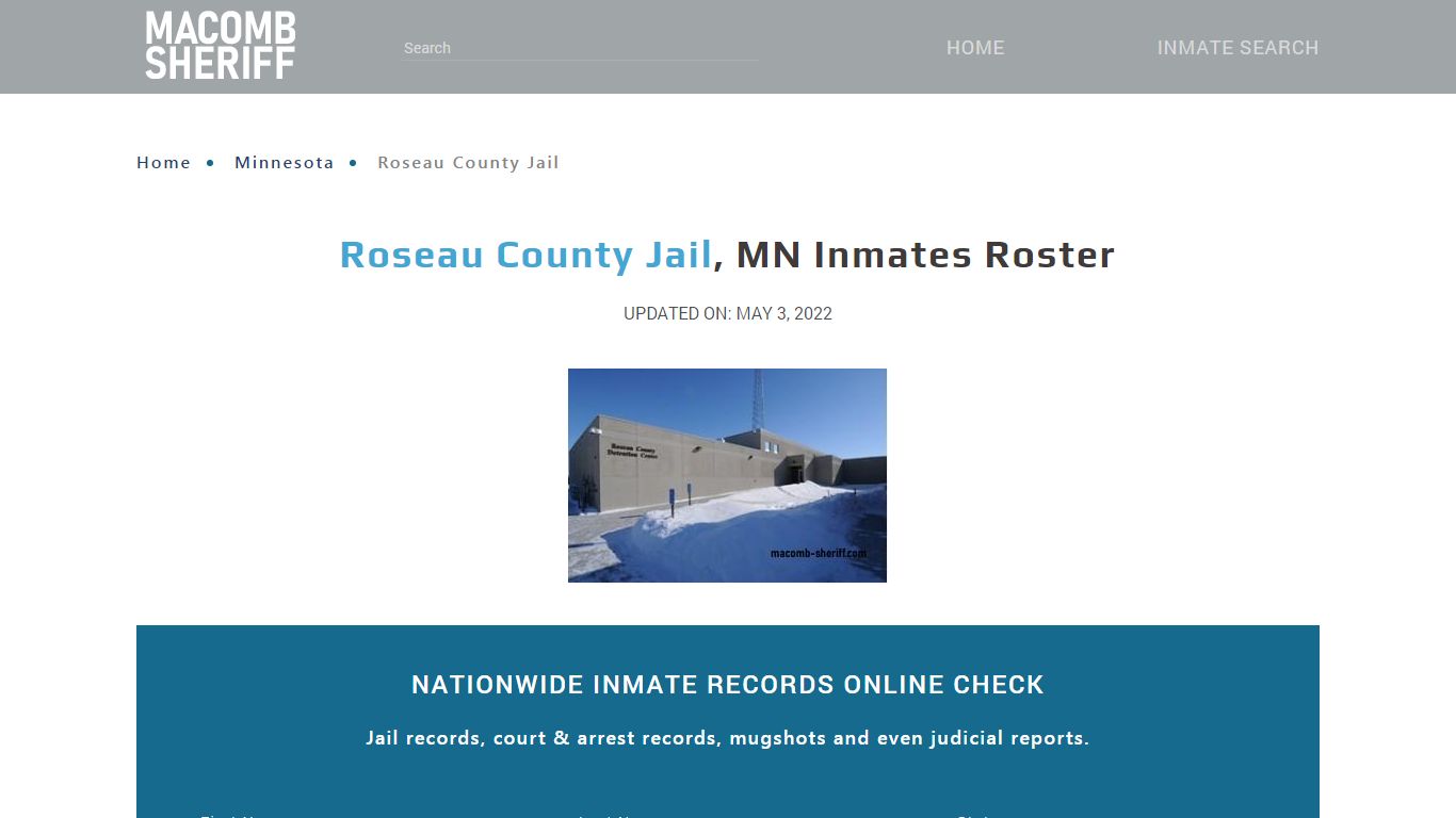 Roseau County Jail, MN Jail Roster, Name Search